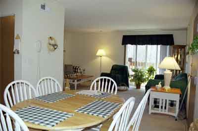 The kitchen and living room